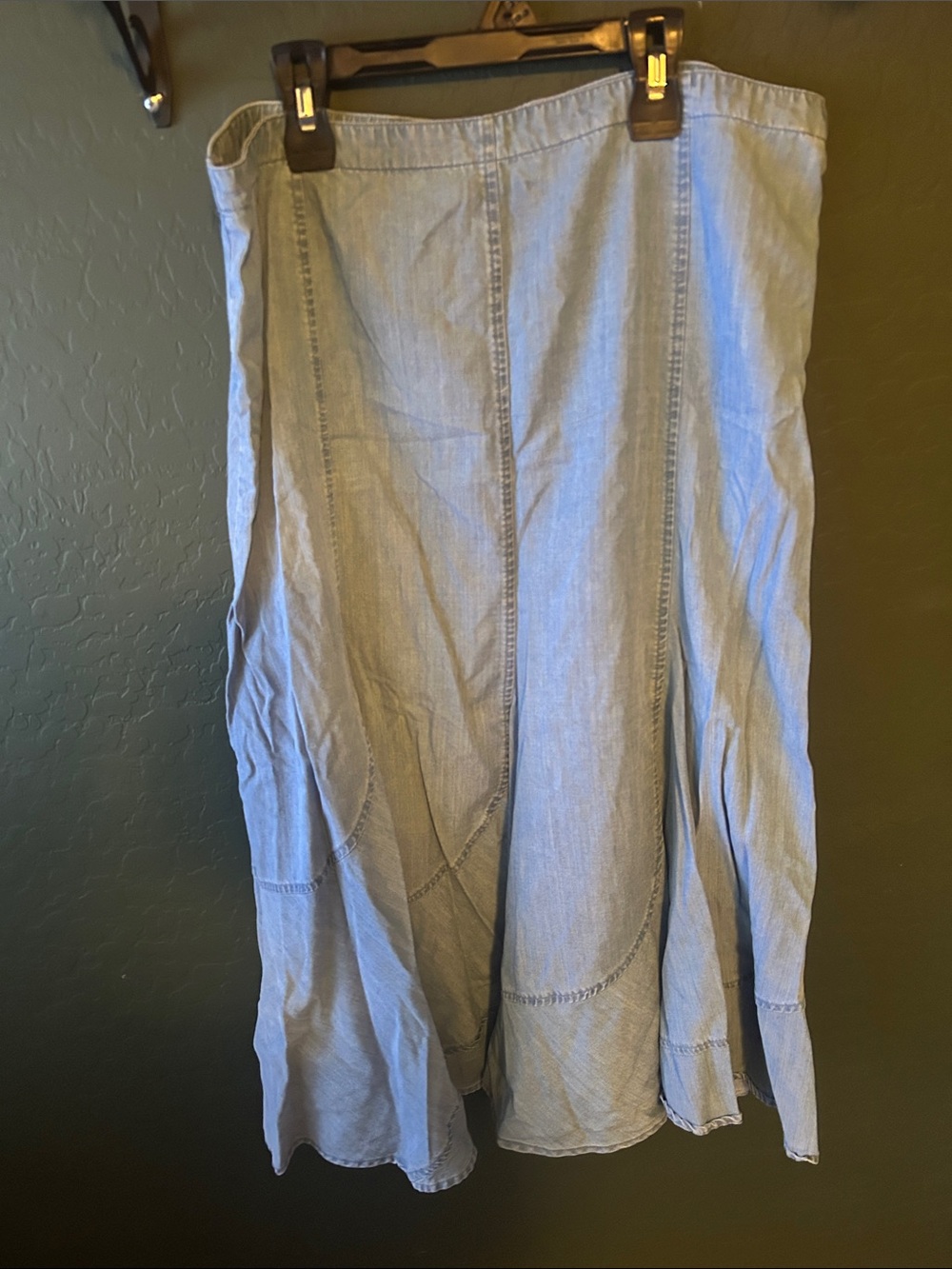 Light Blue Denim Maxi Skirt - Women's Flared Panel